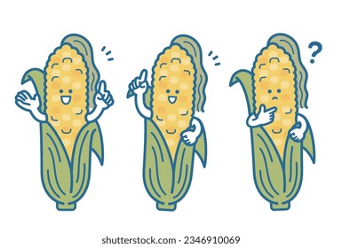 Corn character pose set illustration