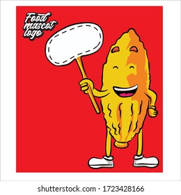corn character with shape banner - food mascot logo eps10