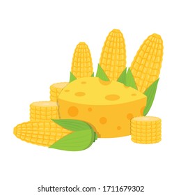 Corn and Cheese vector. Corn and Cheese on white background.