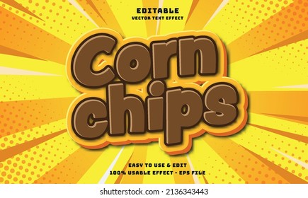 corn chips  editable text effect with modern and simple style, usable for logo or campaign title