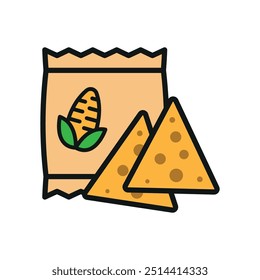 Corn chips food beverage icon vector basic design simple and modern concept templates