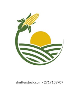 Emblema de mazorca de maíz aislado sobre fondo blanco