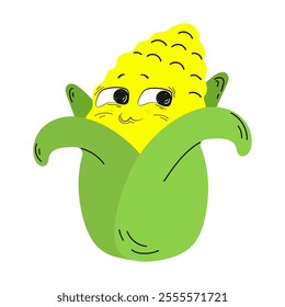 Corn cob. Emotion - embarrassment. Meme. Vector illustration