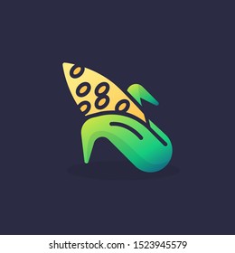 Corn cob flat icon, vector sign, colorful pictogram. Symbol, logo illustration. Flat style design