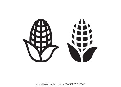 Corn cob icon in black and white Vector