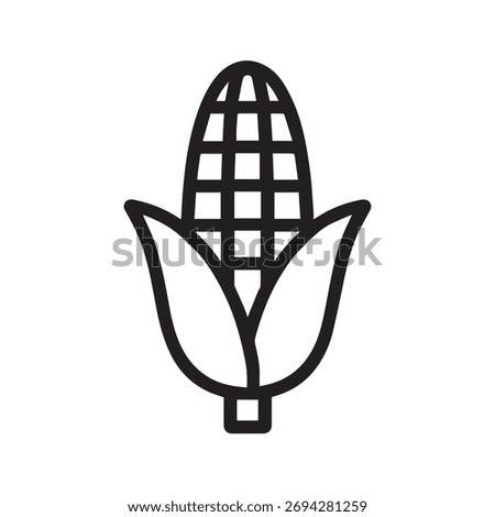 Corn Cob Icon, Maize Farming Harvest Outline Vector illustration.

