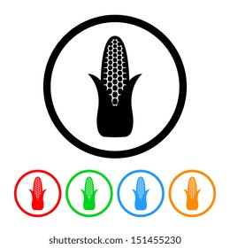 Corn Cob Icon Vector with Color Variations