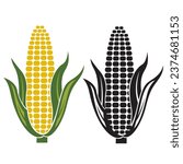 corn cob icons isolated on white background