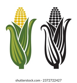 corn cob icons isolated on white background