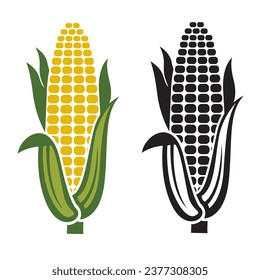corn cob icons isolated on white background