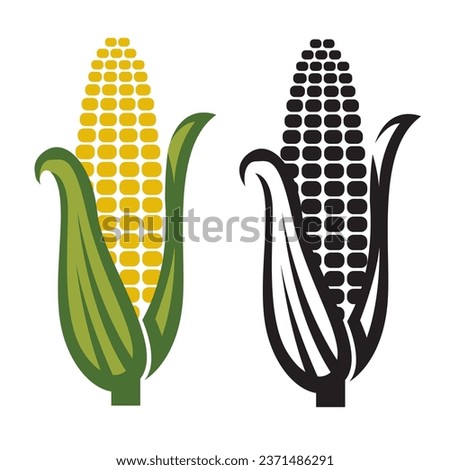 corn cob icons isolated on white background