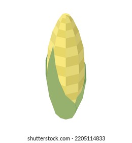Corn cob isometric icon on white background 3d vector illustration