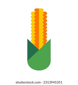 Corn cob. Maize logotype icon. Flat vegetable vector illustration. Simple, geometric, modern style