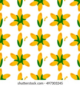 Corn cob on a white background. Vector illustration. Thanksgiving Day. Autumn holidays background for decoration design.
