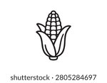 Corn Cob Outline Vector Icon