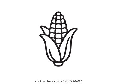 Corn Cob Outline Vector Icon