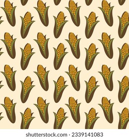 Corn cob seamless vector pattern, decorative background, wallpaper, textile, wrapping paper.