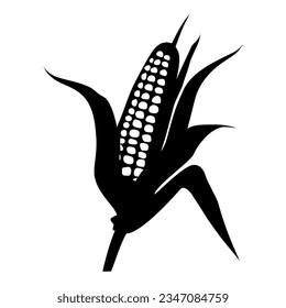 Corn cob silhouette icon isolated. Vector illustration