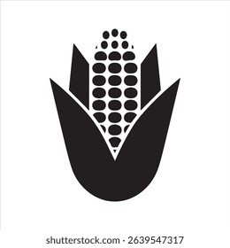 Corn Cob Silhouette Vector Icon – Agricultural Crop Illustration	