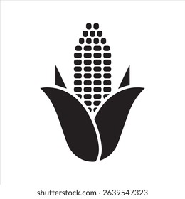 Corn Cob Silhouette Vector Icon – Agricultural Crop Illustration	