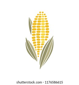   Corn cob simple icon design. Vector illustration isolated on white