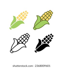 Corn cob. Sweet and ripe corn can be used for topics like food, healthy eating, dieting. Farm Harvest product. Icon, corn, vegan, vegetarian. Vector illustration. Design on white background. EPS10
