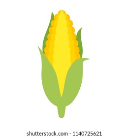 Corn cob vector clipart cartoon. Corn cob with leaves.