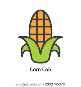 Corn Cob Vector Fill outline Icon Design illustration. Nature and ecology Symbol on White background EPS 10 File