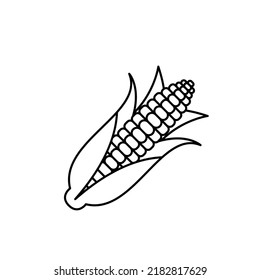 Corn cob vector icon outline line black. EPS 10. Vegetable flat illustration.... Farm market product. Vegetarian food... Fresh healthy organic food... Crop concept for vegan. Isolated on white