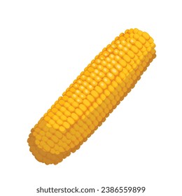 Corn cob vector illustration. Cartoon isolated top view of whole delicious maize crop, one fresh crisp vegetable for cooking delicious vitamin vegan food, ripe sweet corn product of farm market