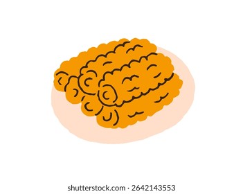 Espigas de milho, cozidas e servidas em prato. Milho doce, milho doce empilhado. Corncobs, saudável vitamina vegetal sazonal com grãos amarelos. Ilustração de vetor plano isolada no plano de fundo branco