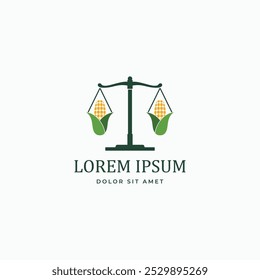 Espigas de milho com escala de justiça agricultura legal lei logotipo projeto.