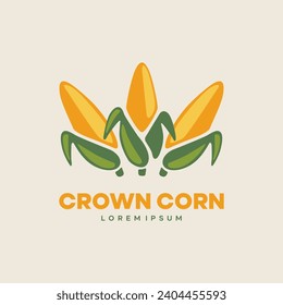 corn cobs logo forming crown shape vector illustration template