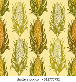 Corn cobs seamless pattern, corn cobs background 