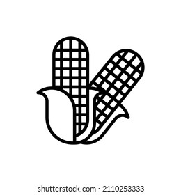 Corn cobs thin line icon. Food intolerance symbol. Vector illustration.
