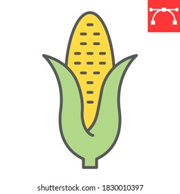 Corn color line icon, thanksgiving and sweetcorn, maize sign vector graphics, editable stroke filled outline icon, eps 10