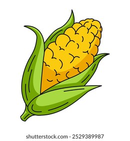 Corn, colorful line icon. Farm vegetable vector outline sign, color illustration. Healthy nutrition, organic food. For sticker, logo, label, print