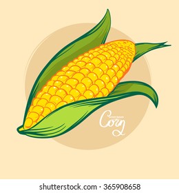 corn, colorfull, for menu, simple illustration