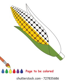 Corn, the coloring book to educate preschool kids with easy gaming level, the kid educational game to color the colorless half by sample.