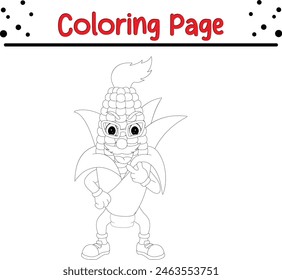 página de libro para colorear de maíz para niños