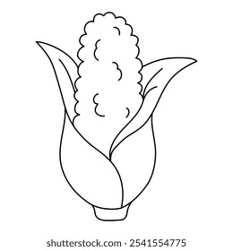 Corn coloring pages for kids. Trace and color Corn. Corn flashcard. Corn cartoon isolated on white background. Thanksgiving meal. Kindergarten and preschool worksheets printable for kids. 