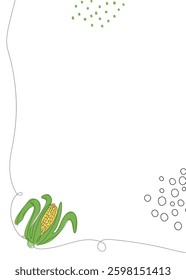 Corn continuous line background. One single line organic healthy food concept. Minimalism modern style graphics design.