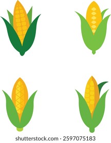 "Corn Crop Vector Illustration" showcases a detailed, stylized depiction of corn plants, highlighting the lush growth and vibrant ears of corn. Perfect for agricultural, farming, and food-related 