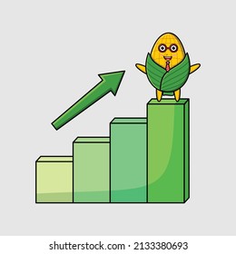 Corn lindo hombre de negocios personaje de mascota con un diseño de dibujos animados estilo gráfico de inflación