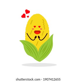 Corn cute character love, this illustration perfect for animation and kids