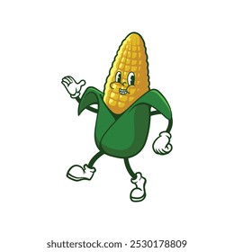corn cute face with groovy style
