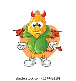 corn demon with wings character. cartoon mascot vector