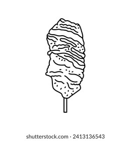 Corn dog color element. Cartoon street food. Isolated vector illustration.