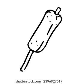 Corn dog in doodle style. Isolated illustration.	