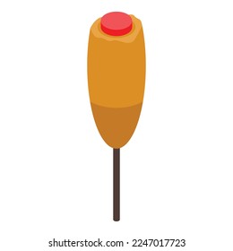 Corn dog food icon isometric vector. Hot stick. Fried hotdog